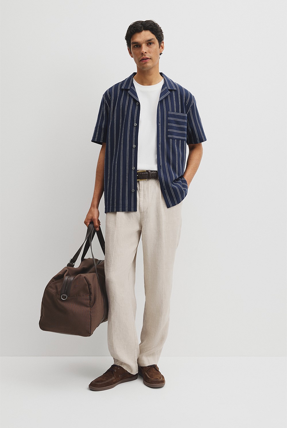 Textured Stripe Cuban Shirt