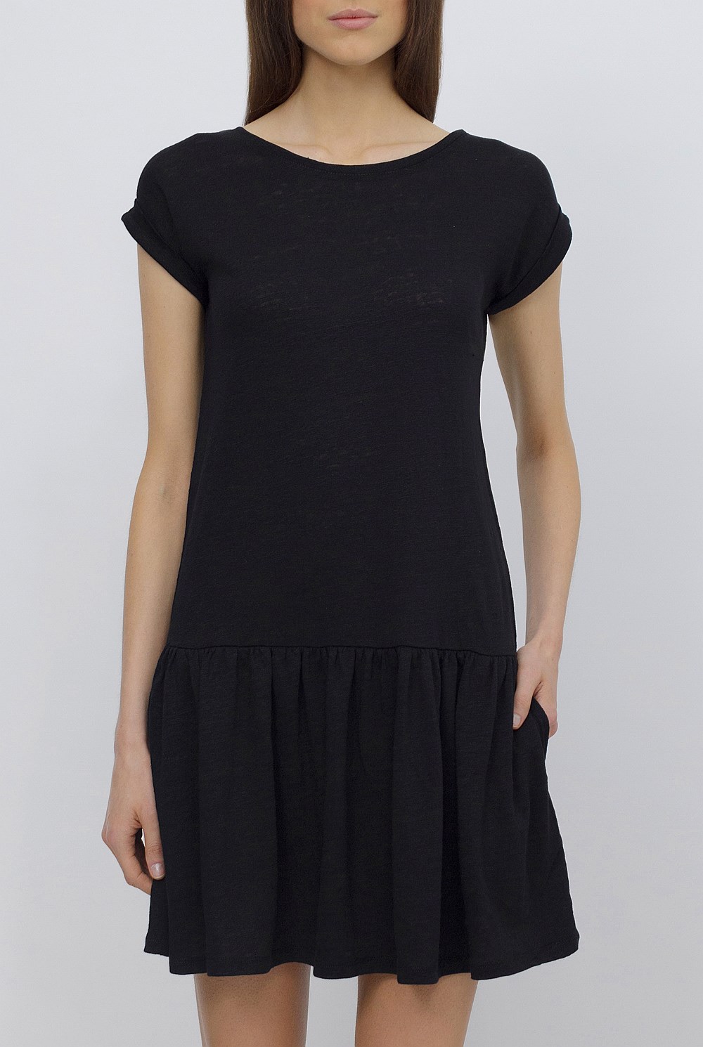 Drop Waist Cuff Sleeve Dress