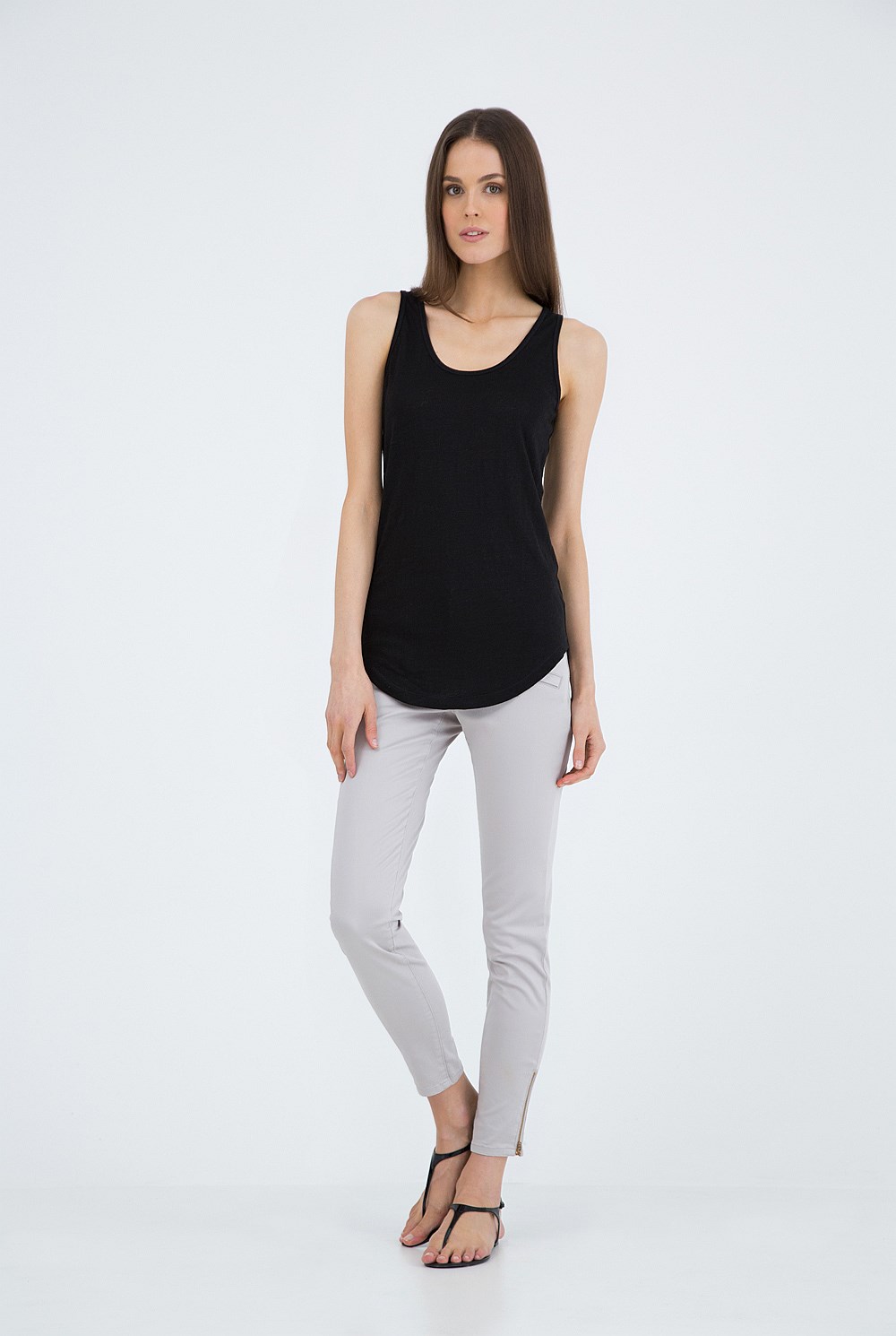 Crop Zip Detail Sateen Jean