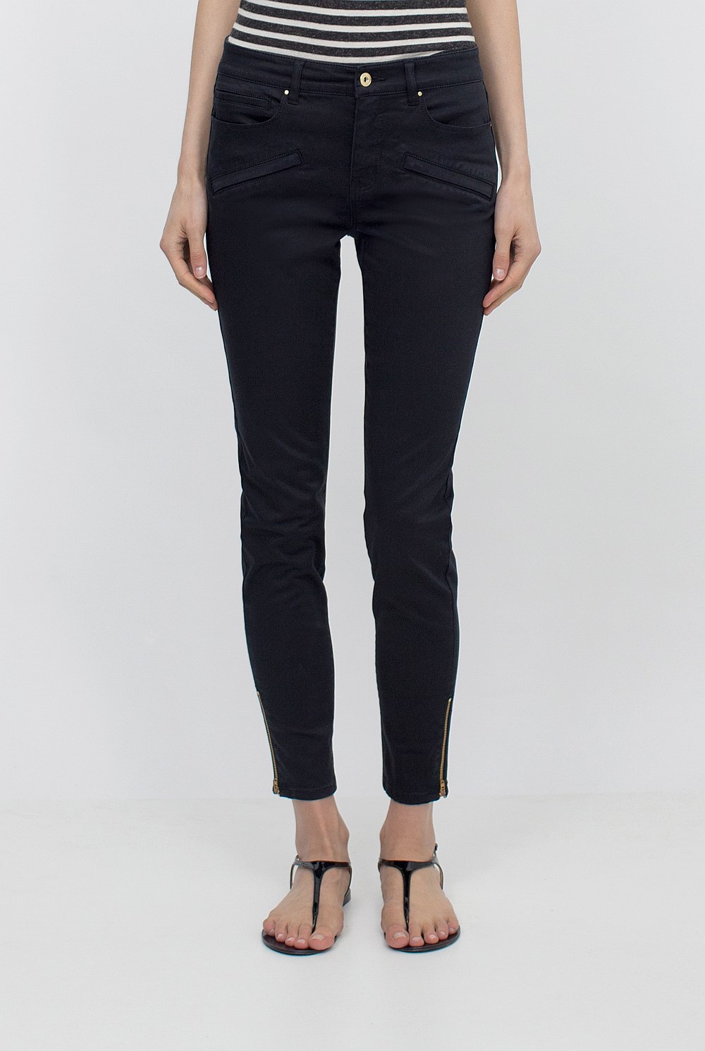 Crop Zip Detail Sateen Jean