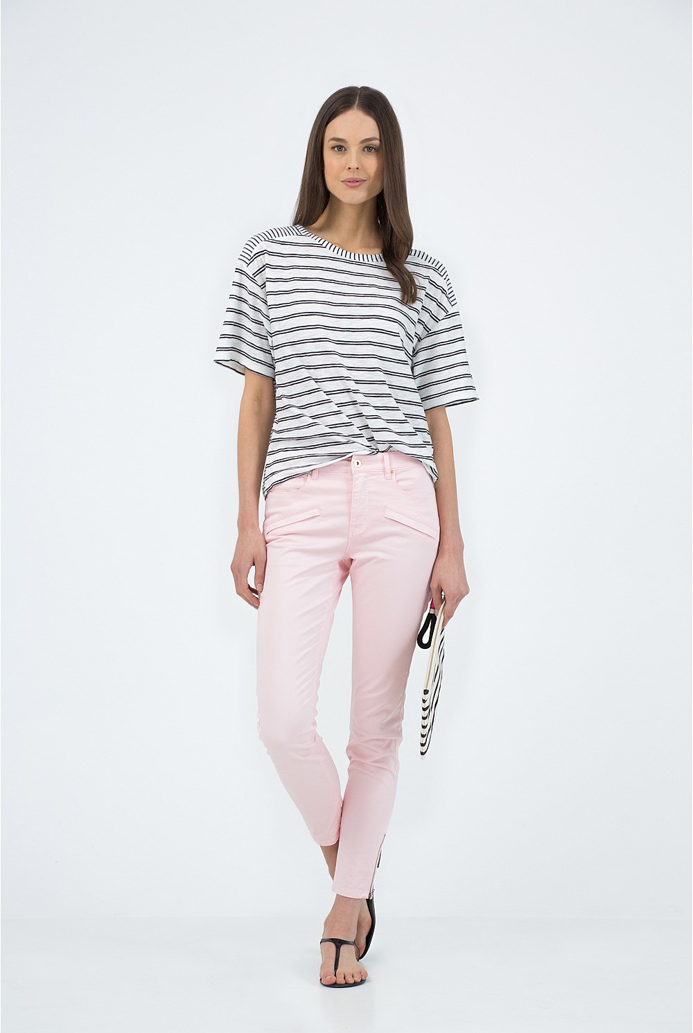 Crop Zip Detail Sateen Jean