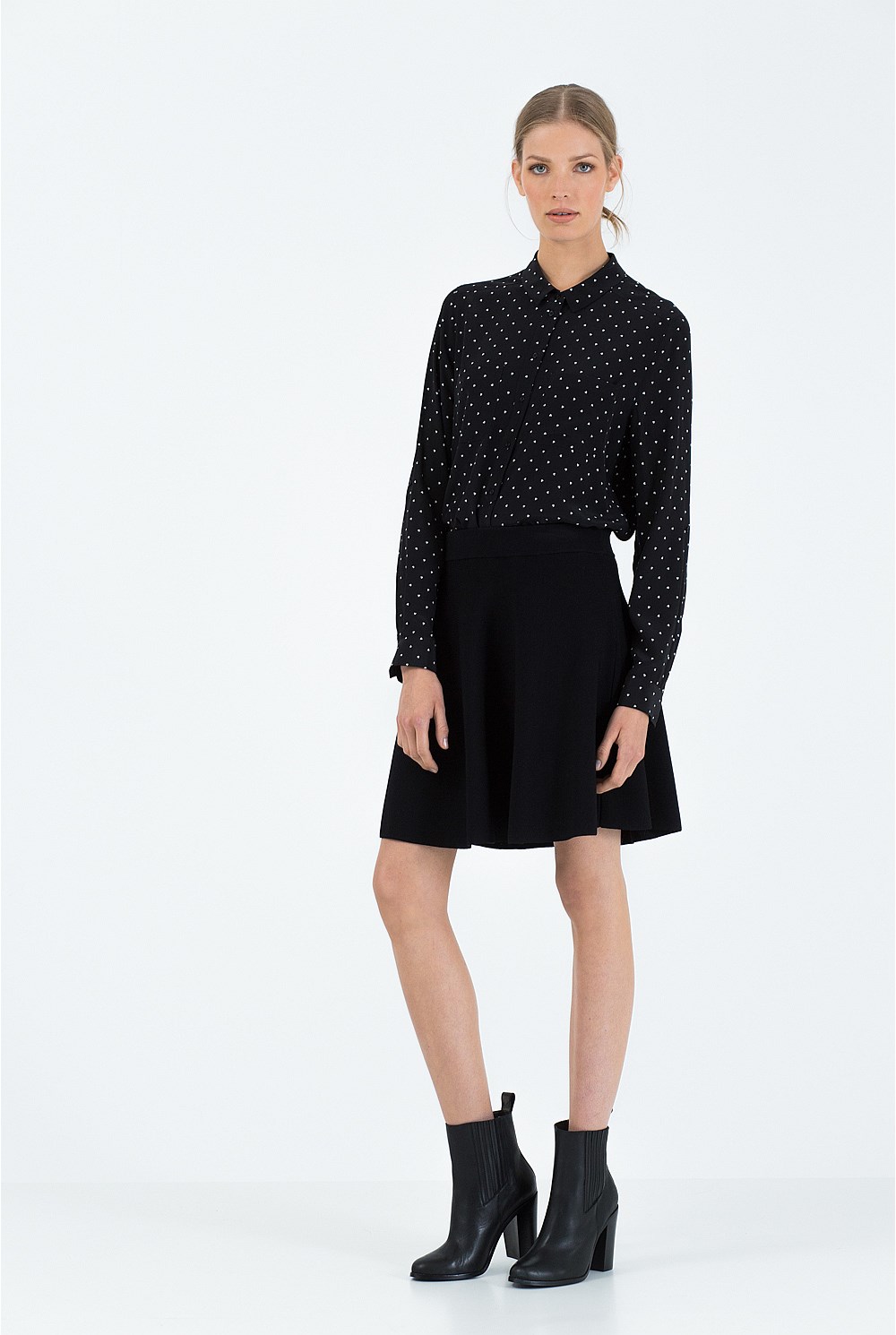Heart Print Silk Shirt