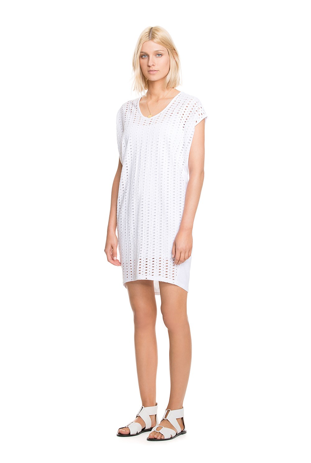 Broderie Spliced Wedge Dress
