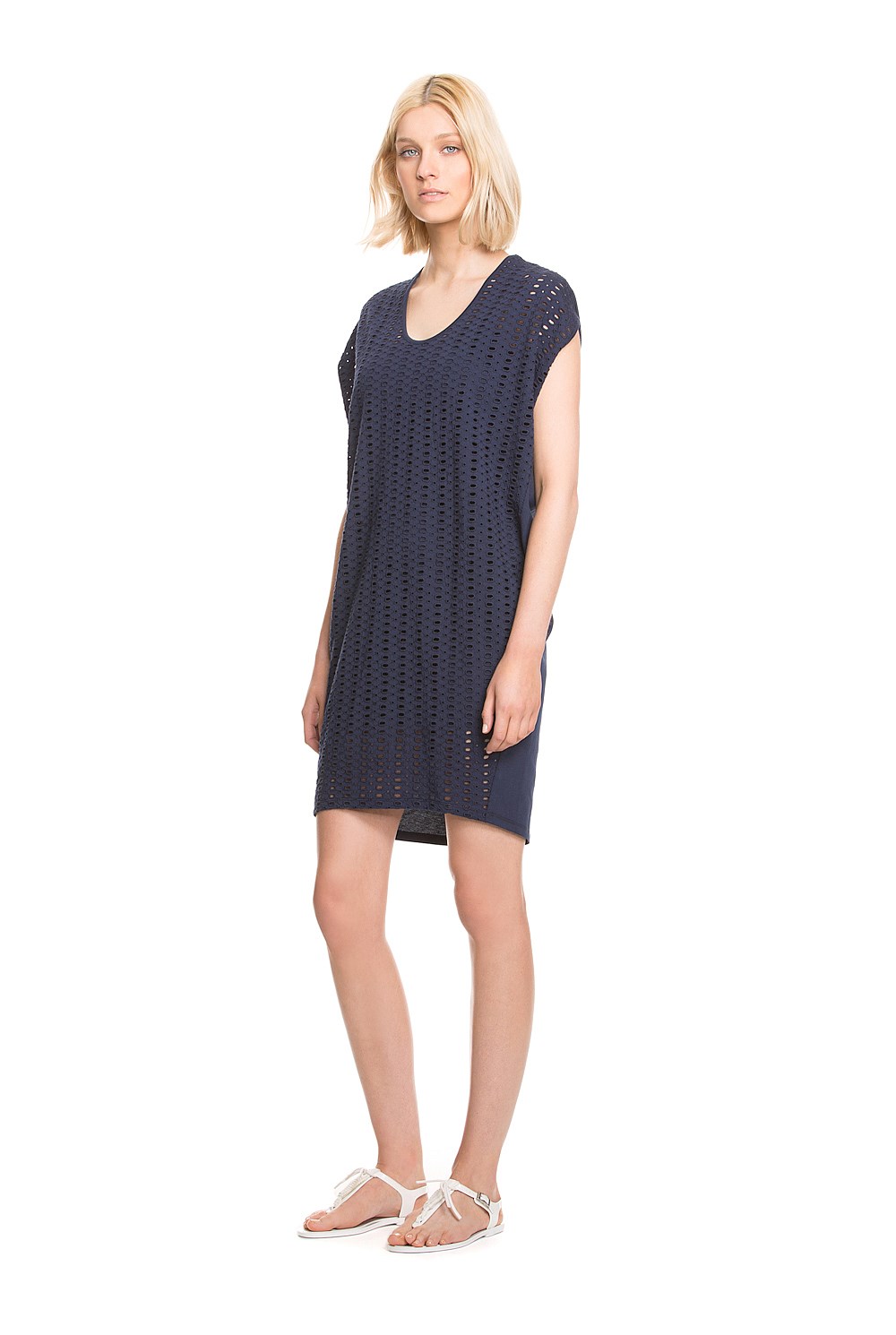 Broderie Spliced Wedge Dress