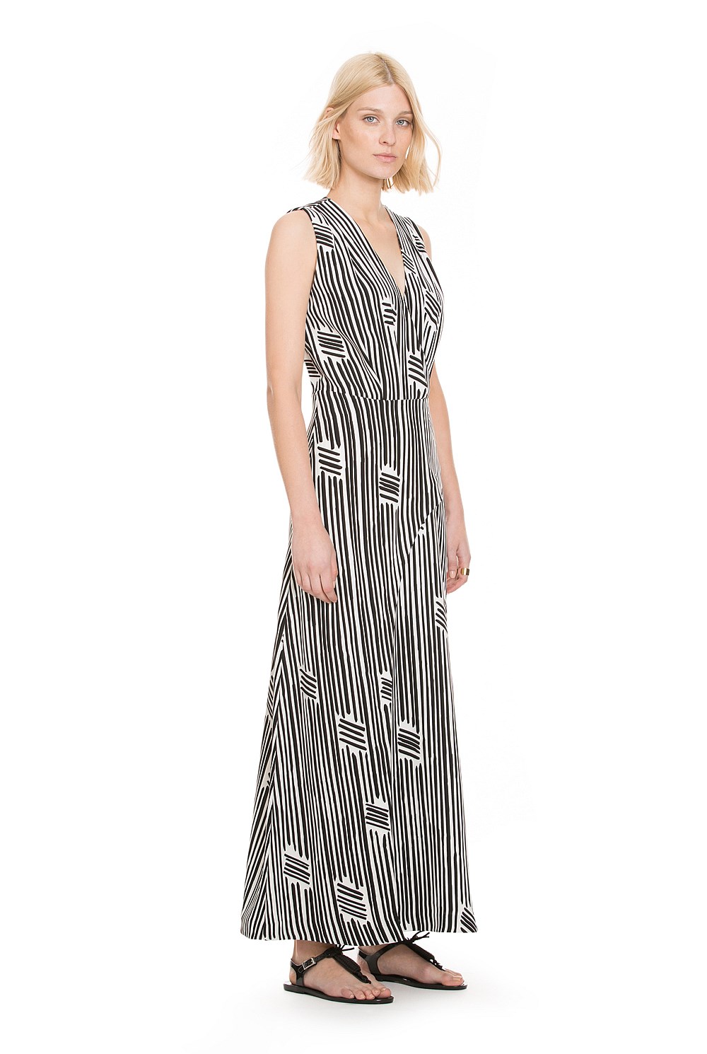 Stripe Wrap Maxi Dress