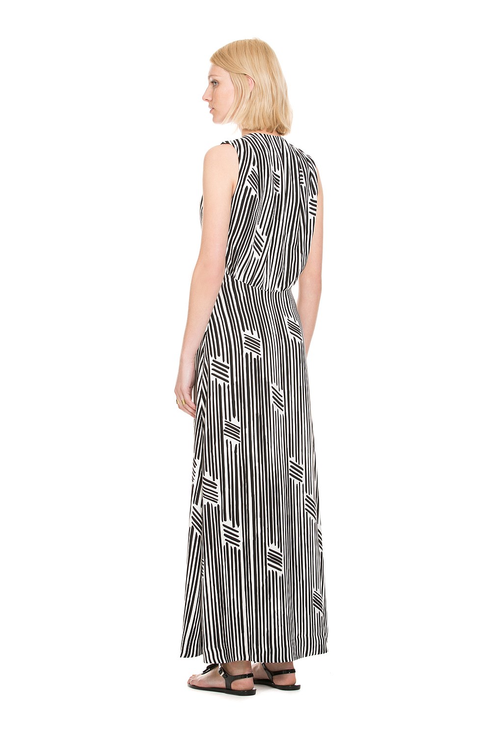 Stripe Wrap Maxi Dress