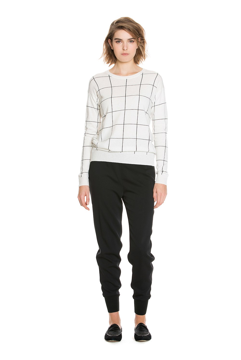 Grid Crew Neck Knit