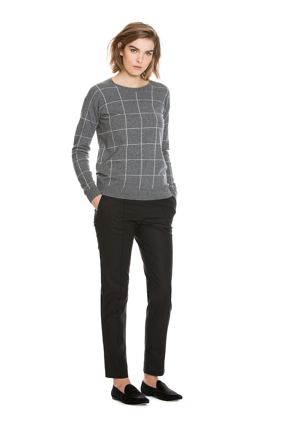 Grid Crew Neck Knit