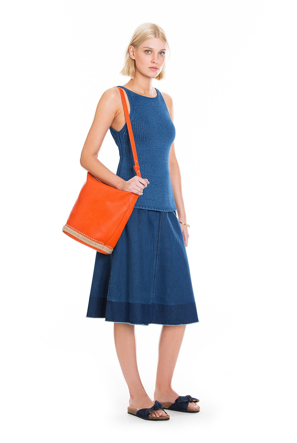 Frayed Denim Full Skirt