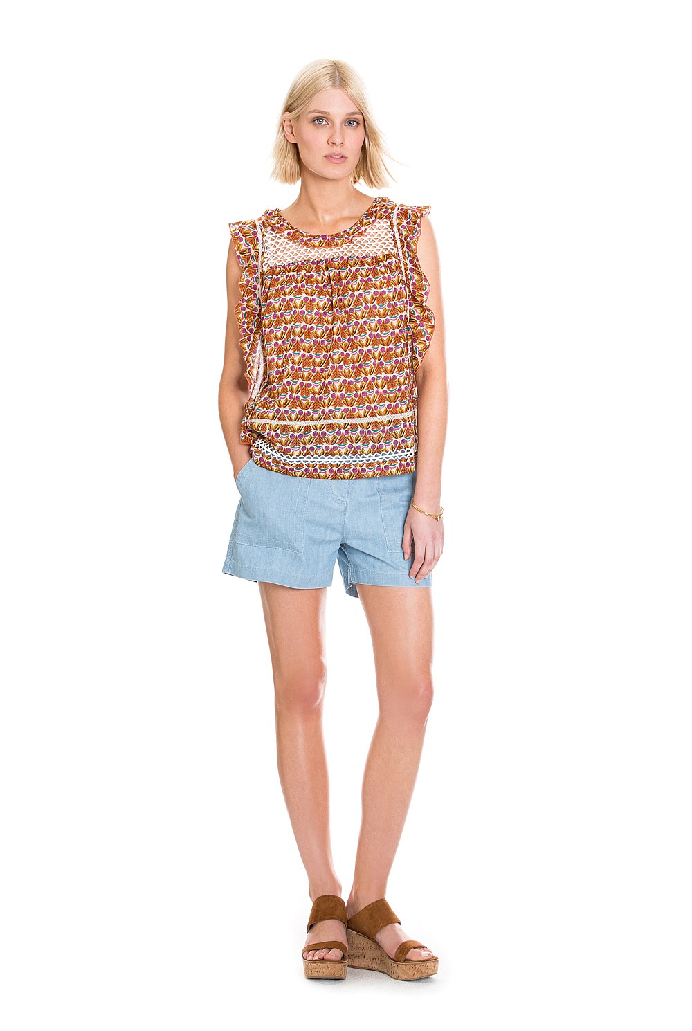 Textured Chambray Short
