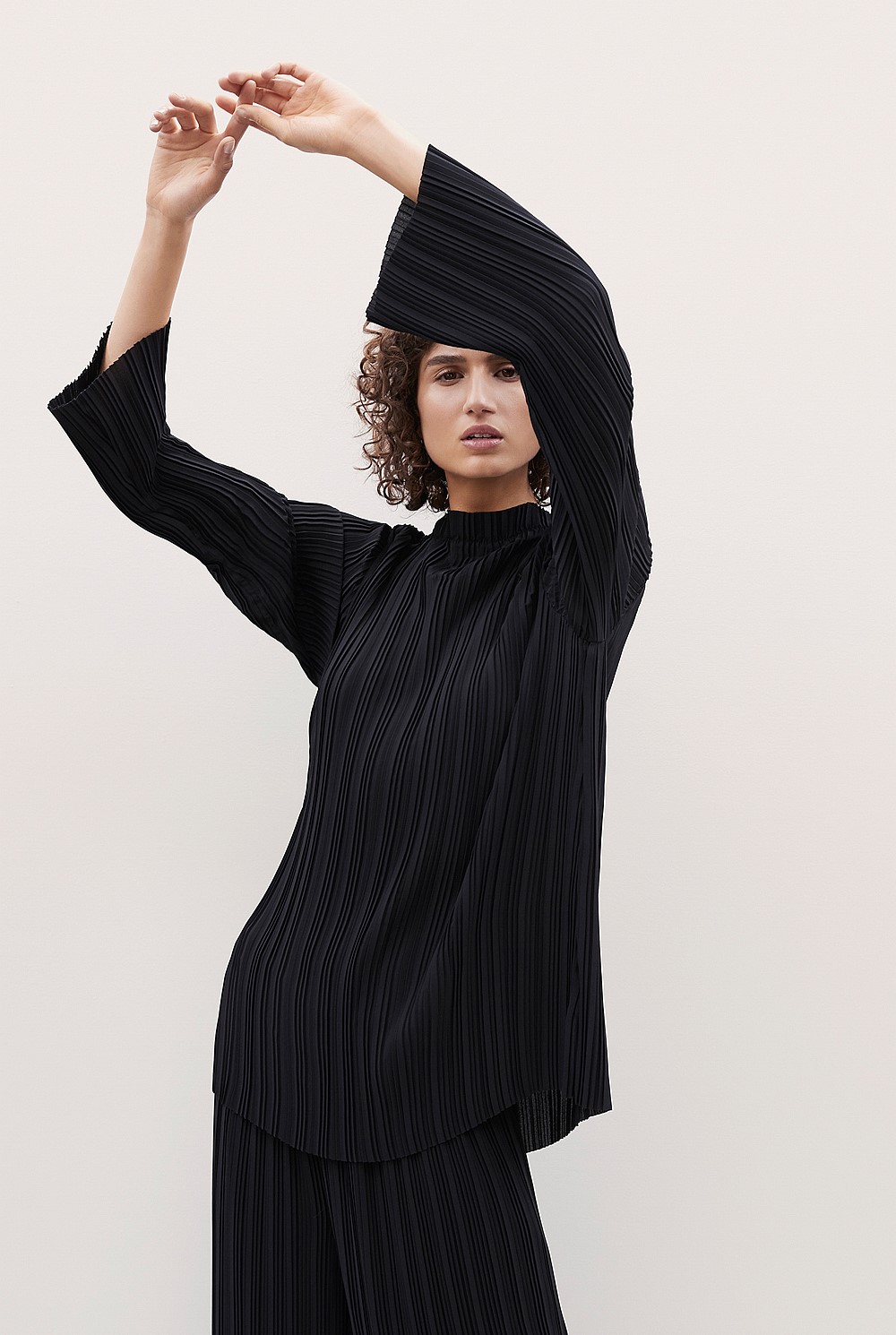 Pleated Fluted Sleeve Top