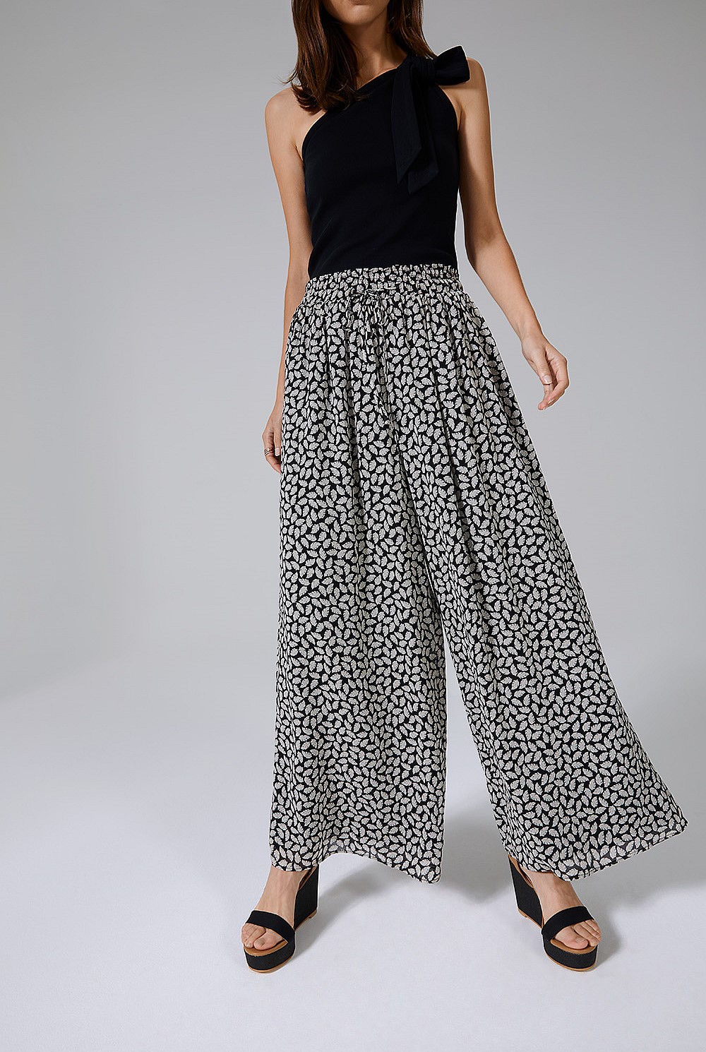 Shirred Waist Palazzo Pant