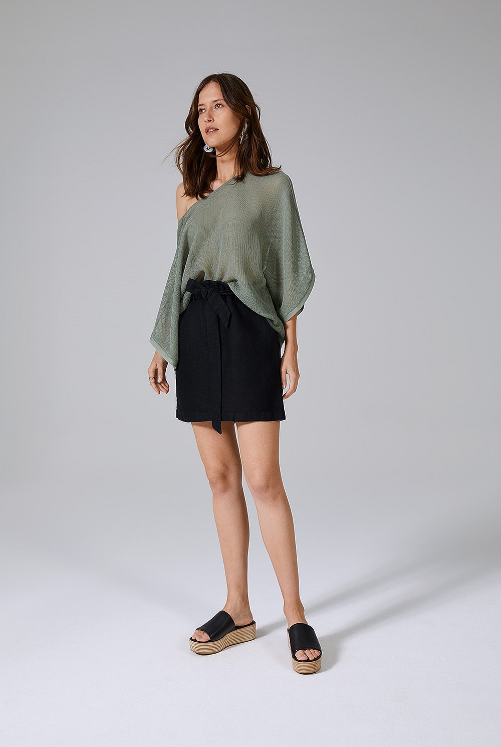 Twill Linen Mini Skirt