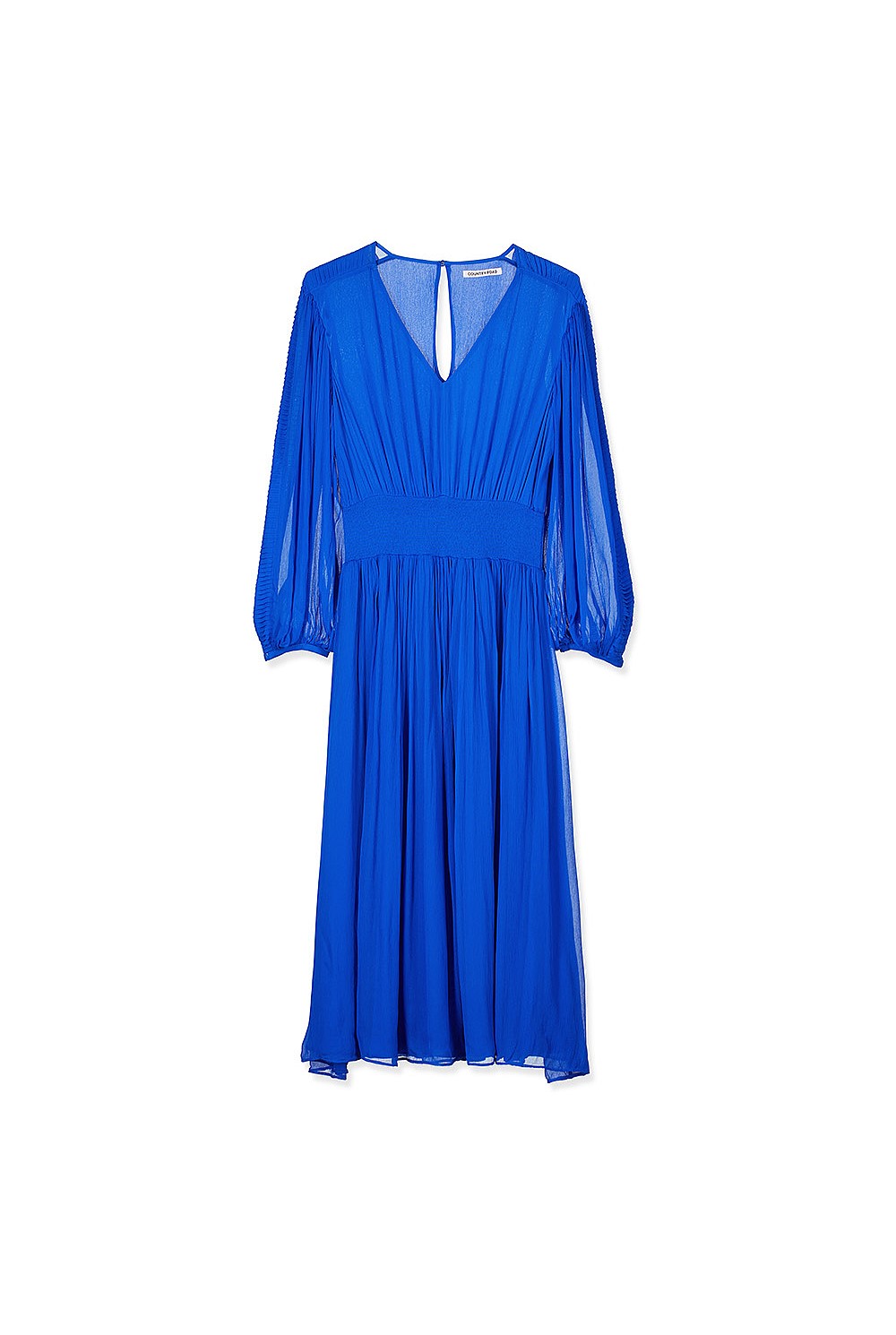 Pleat Sleeve Midi Dress