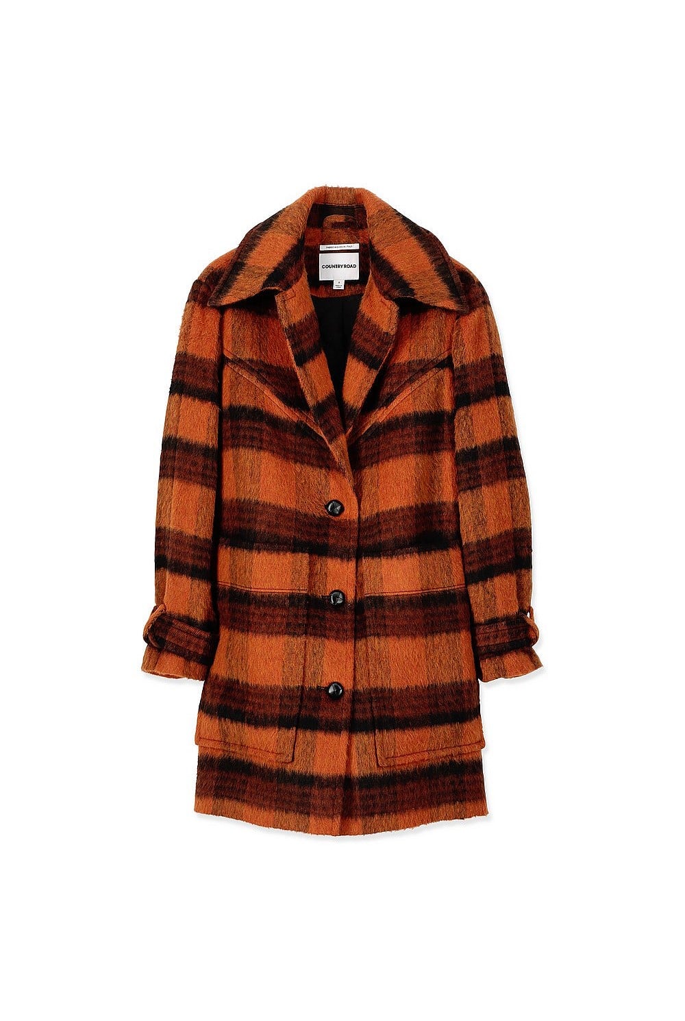 Check Wool Blend Coat