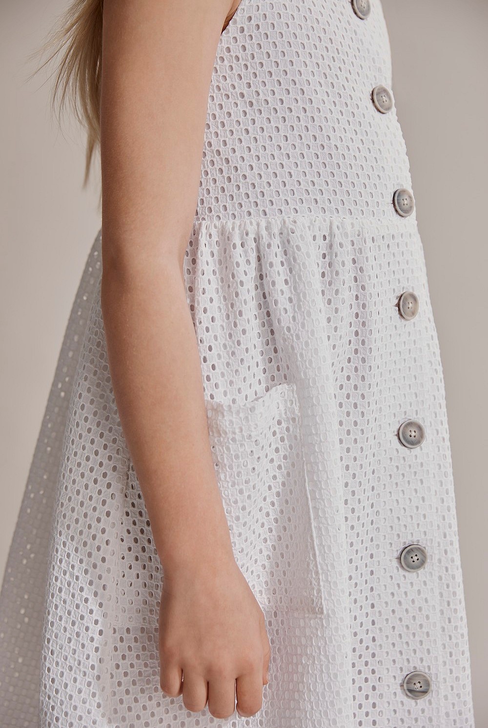 Broderie Button Dress