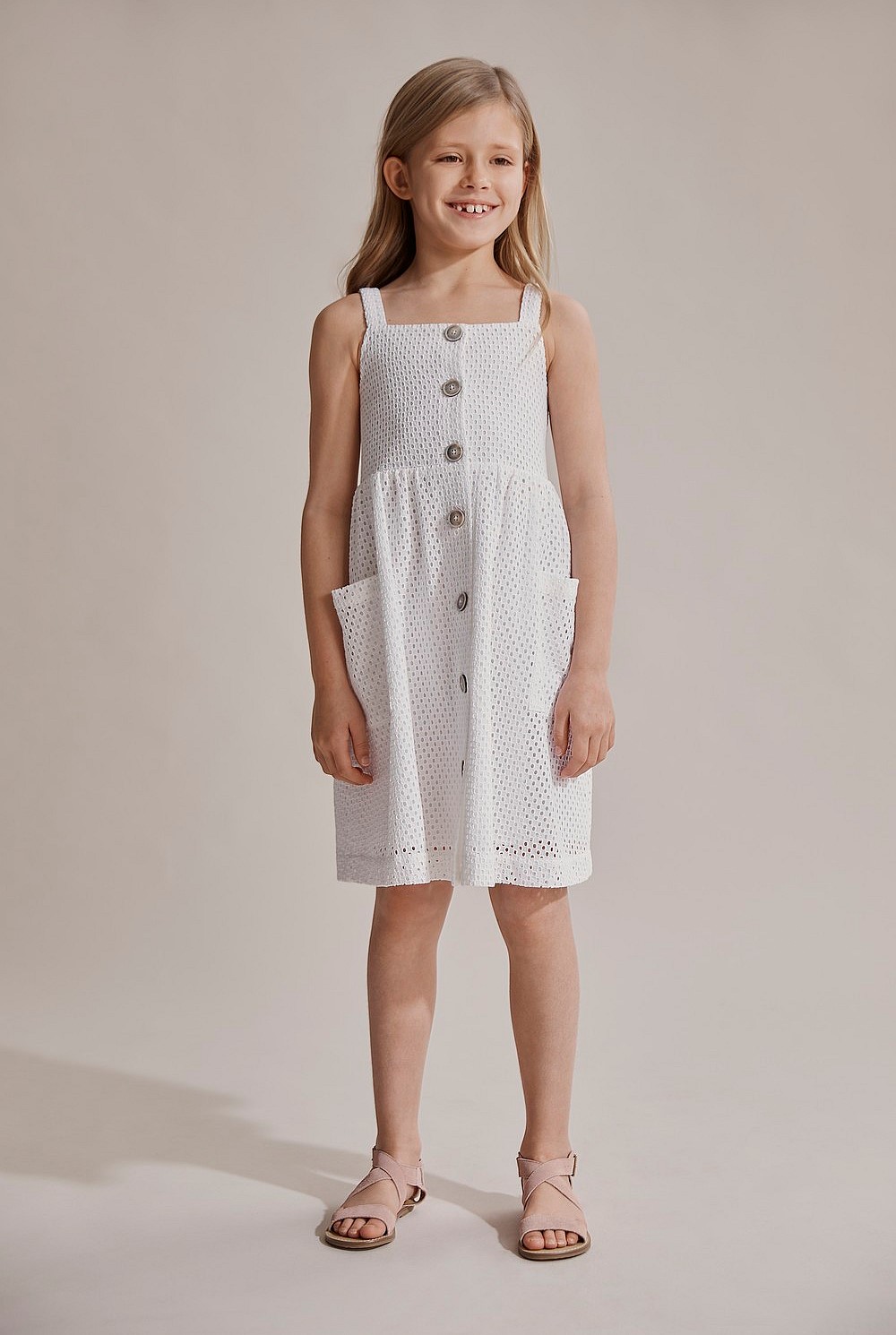 Broderie Button Dress