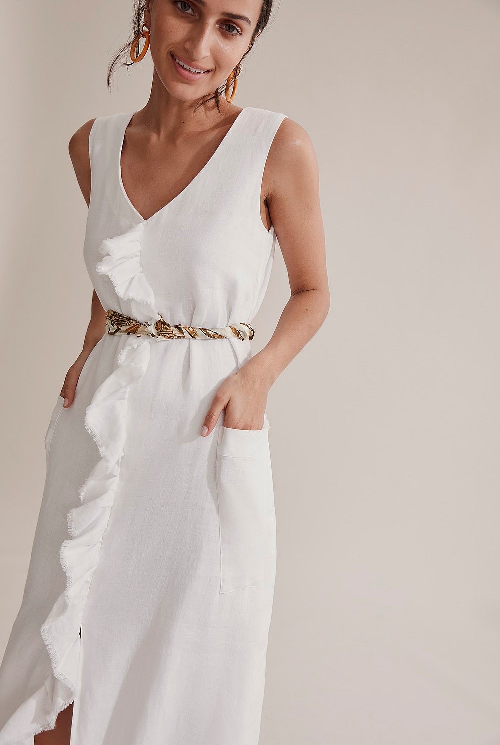 Frill Linen Dress