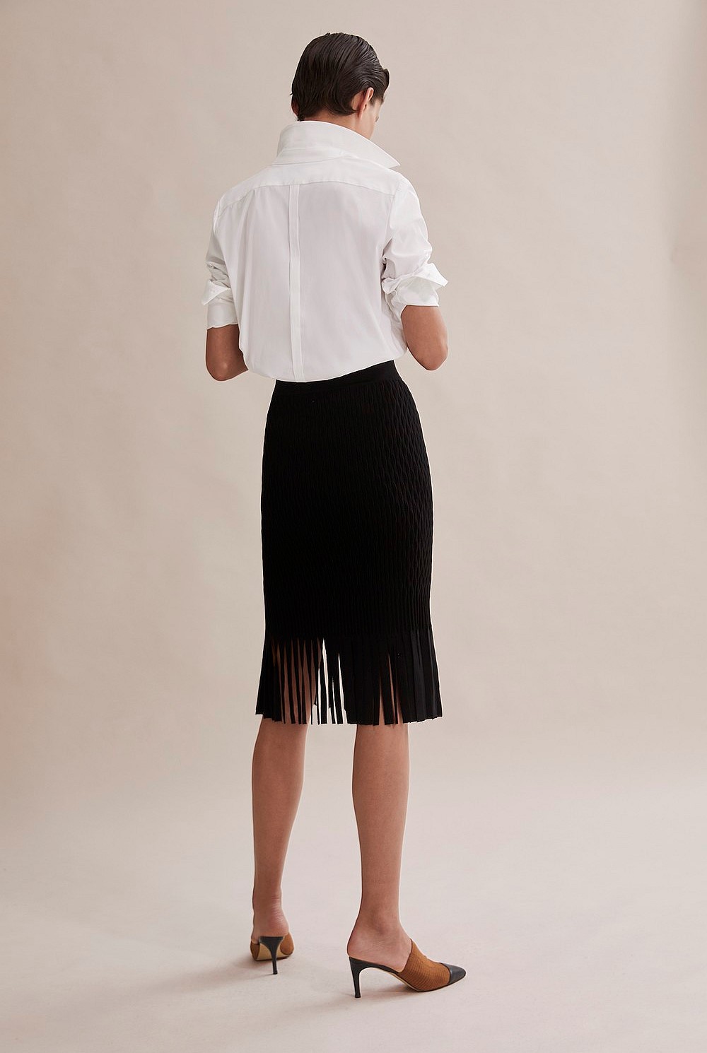 Compact Knit Fringe Skirt