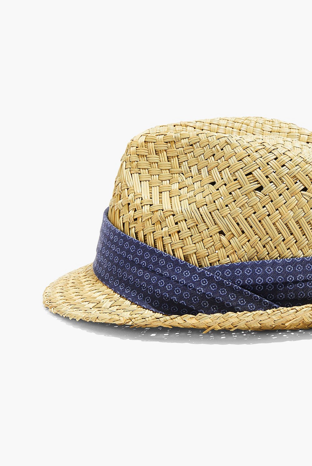 Printed Straw Trilby Hat