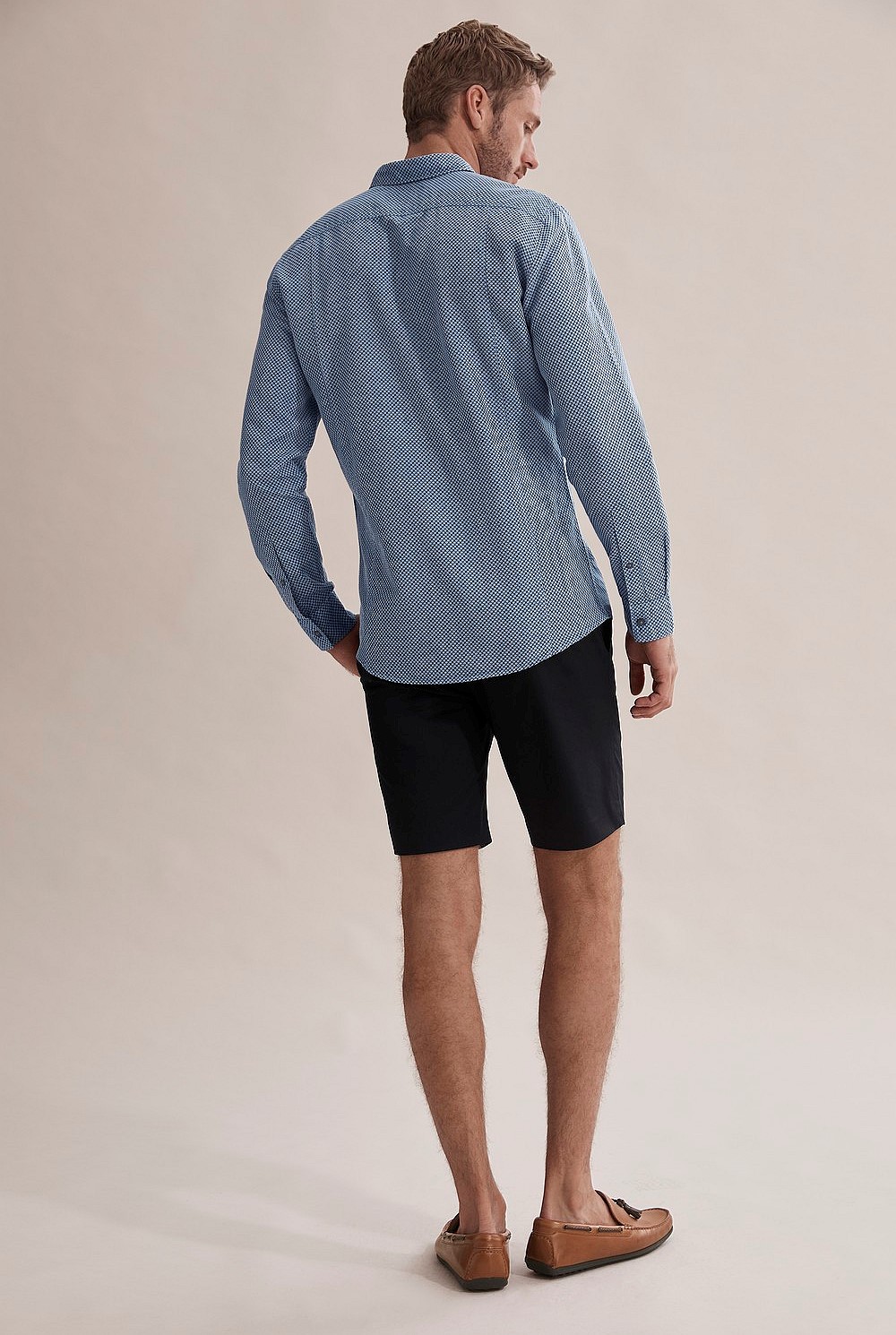 Slim Print Chambray Shirt