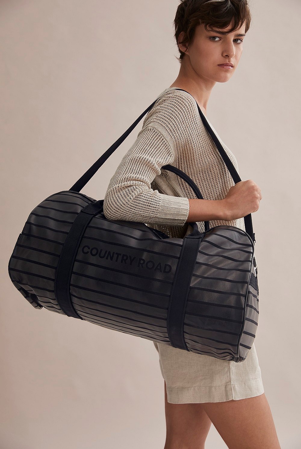 Coated Stripe Tote Bag