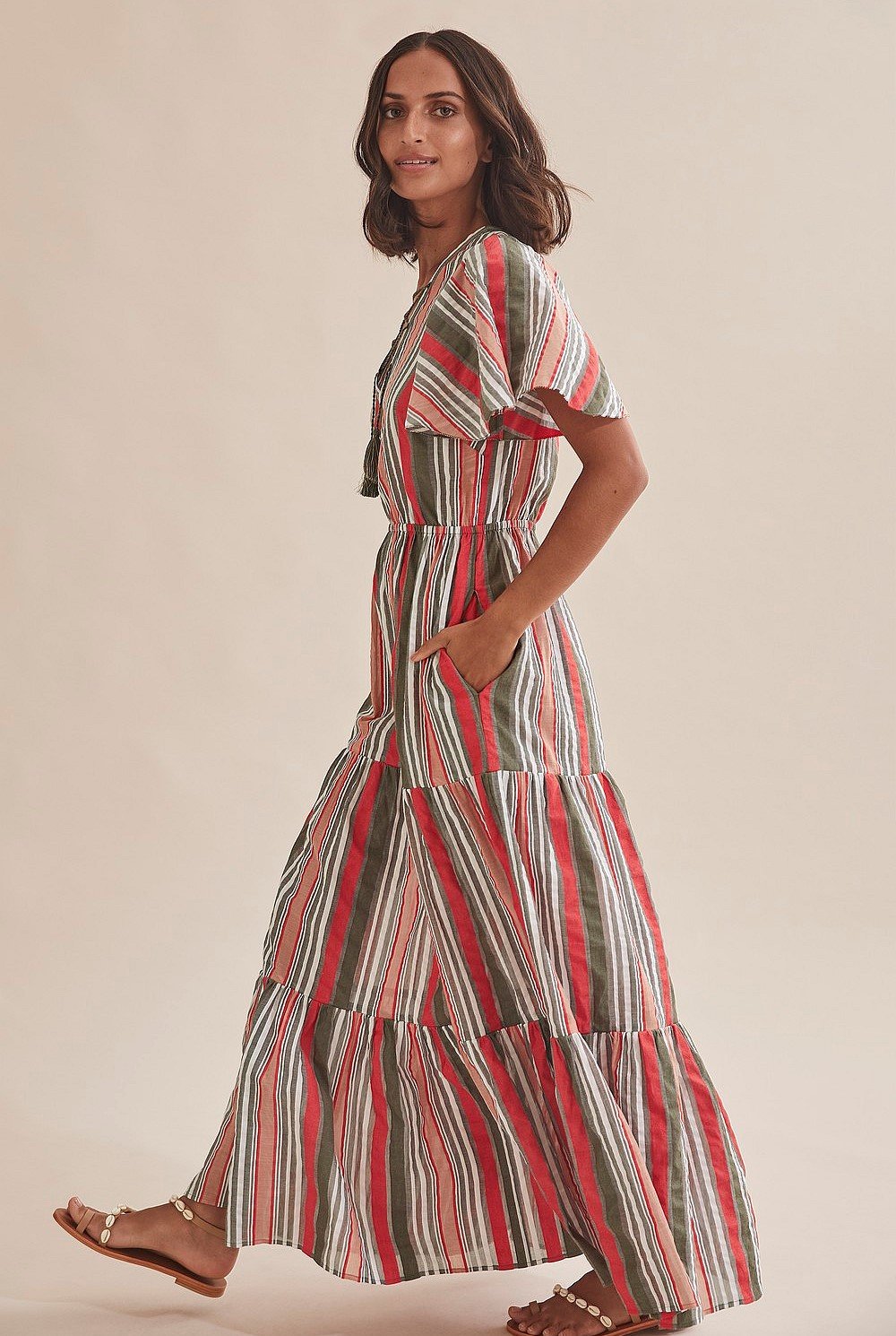 Seersucker Stripe Maxi Dress