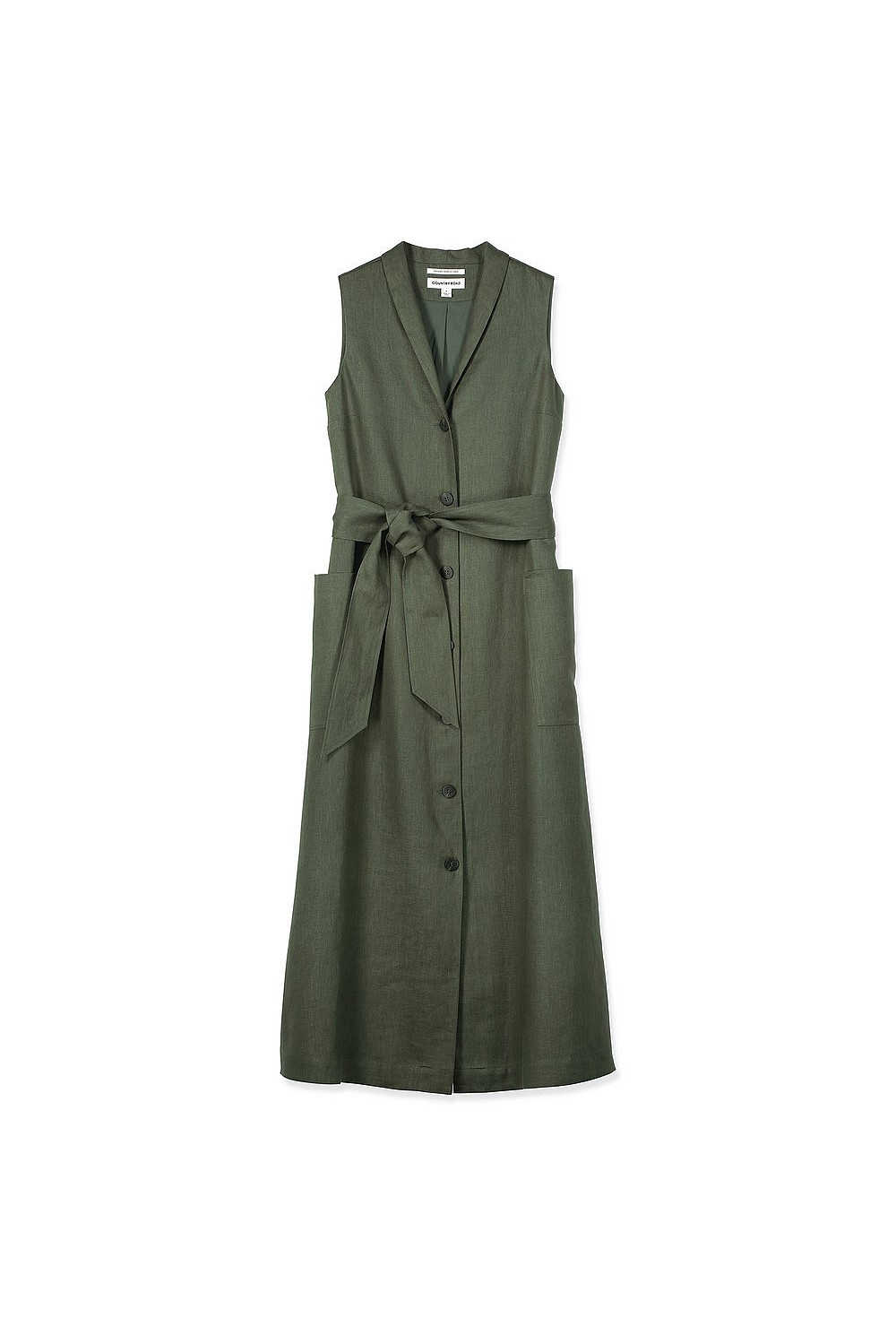 Linen Button Front Maxi Dress