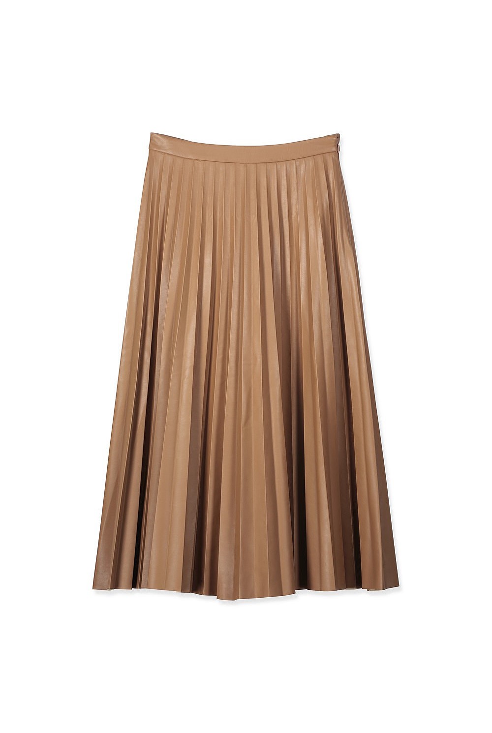 Pleated Faux Leather Skirt