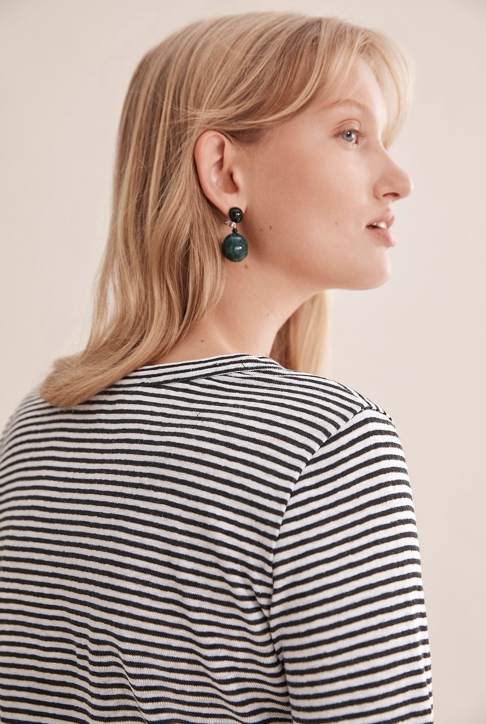Long Sleeve Stripe Linen T-Shirt