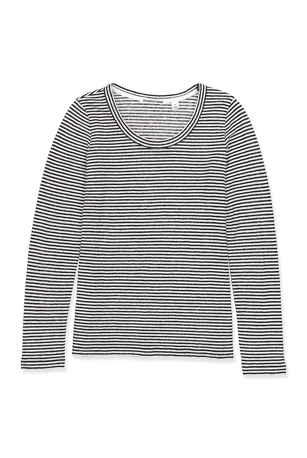 Long Sleeve Stripe Linen T-Shirt