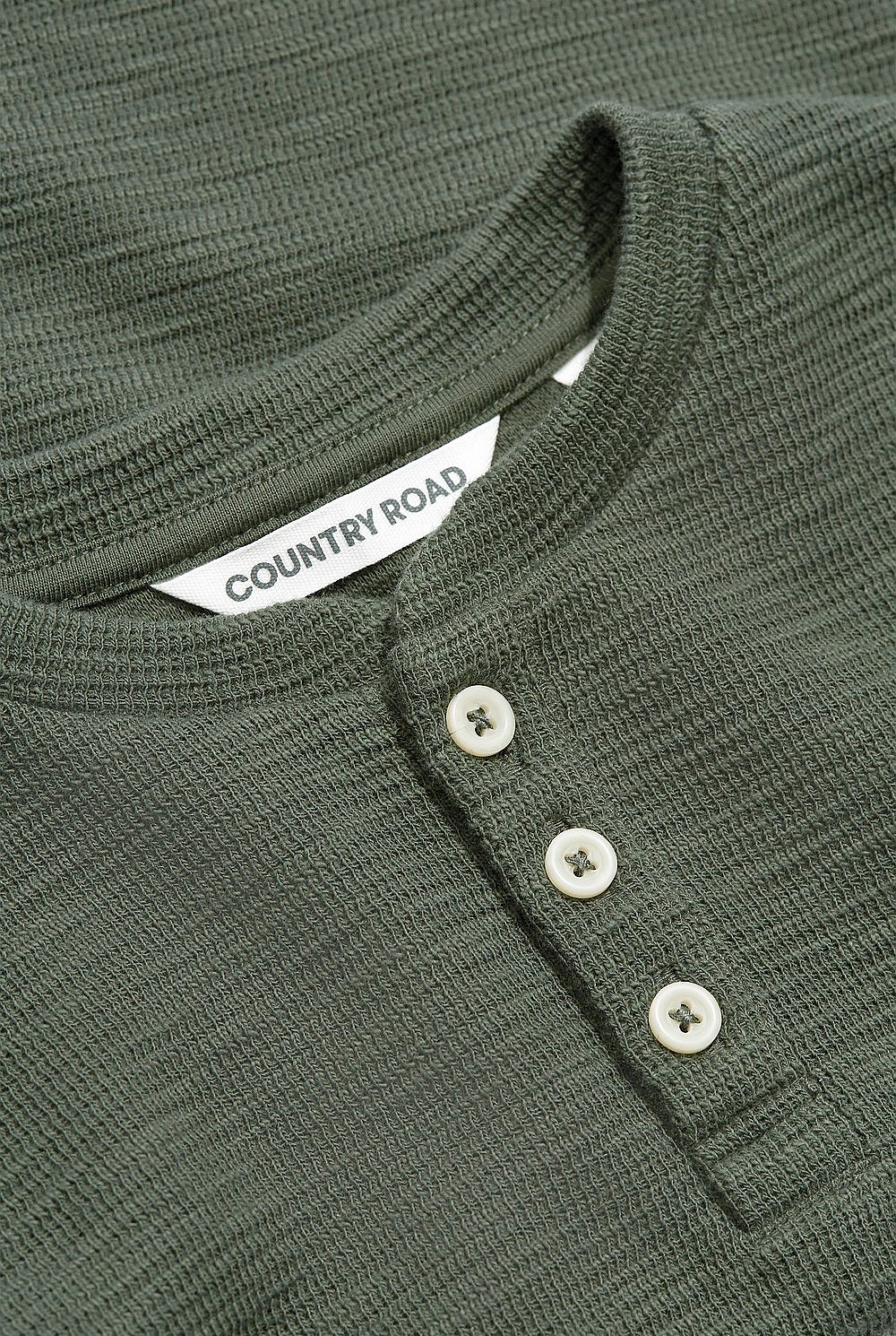 Organically Grown Cotton Blend Slub Texture Henley