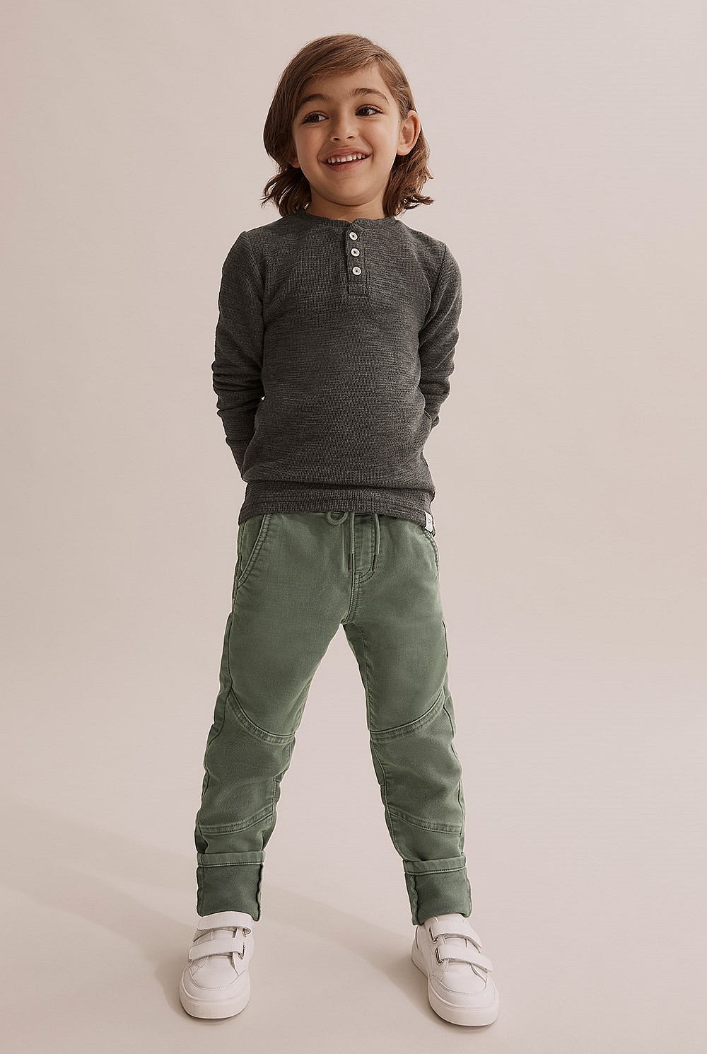  Cotton Blend Slub Texture Henley