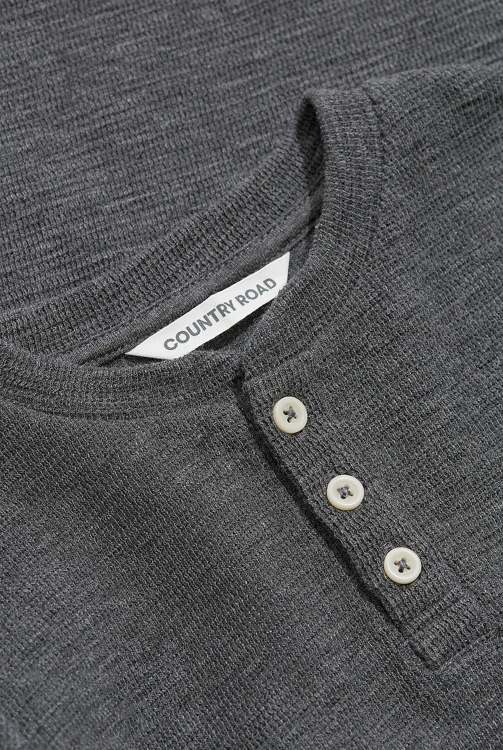  Cotton Blend Slub Texture Henley