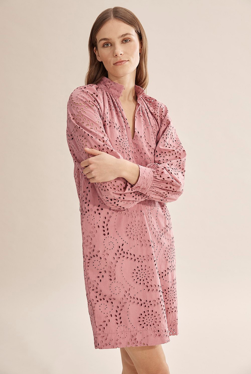 Tonal Broderie Dress