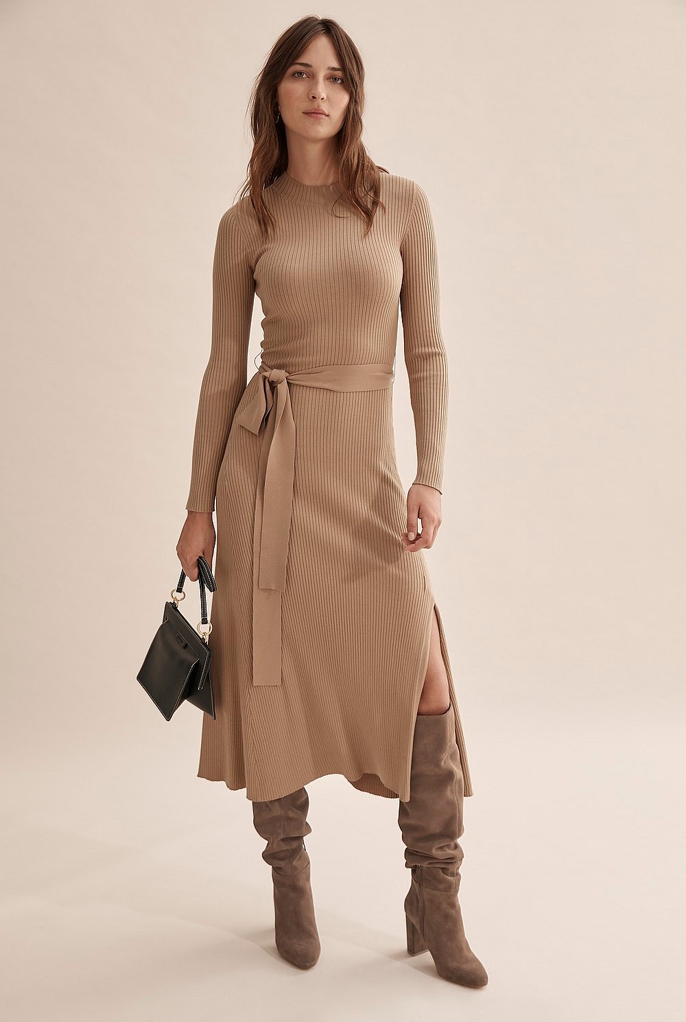Rib Knit Long Sleeve Dress