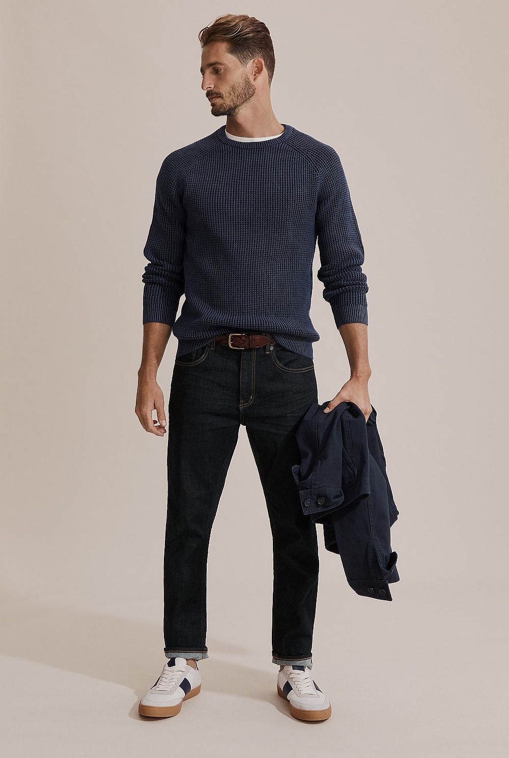Waffle Cotton Crew Knit