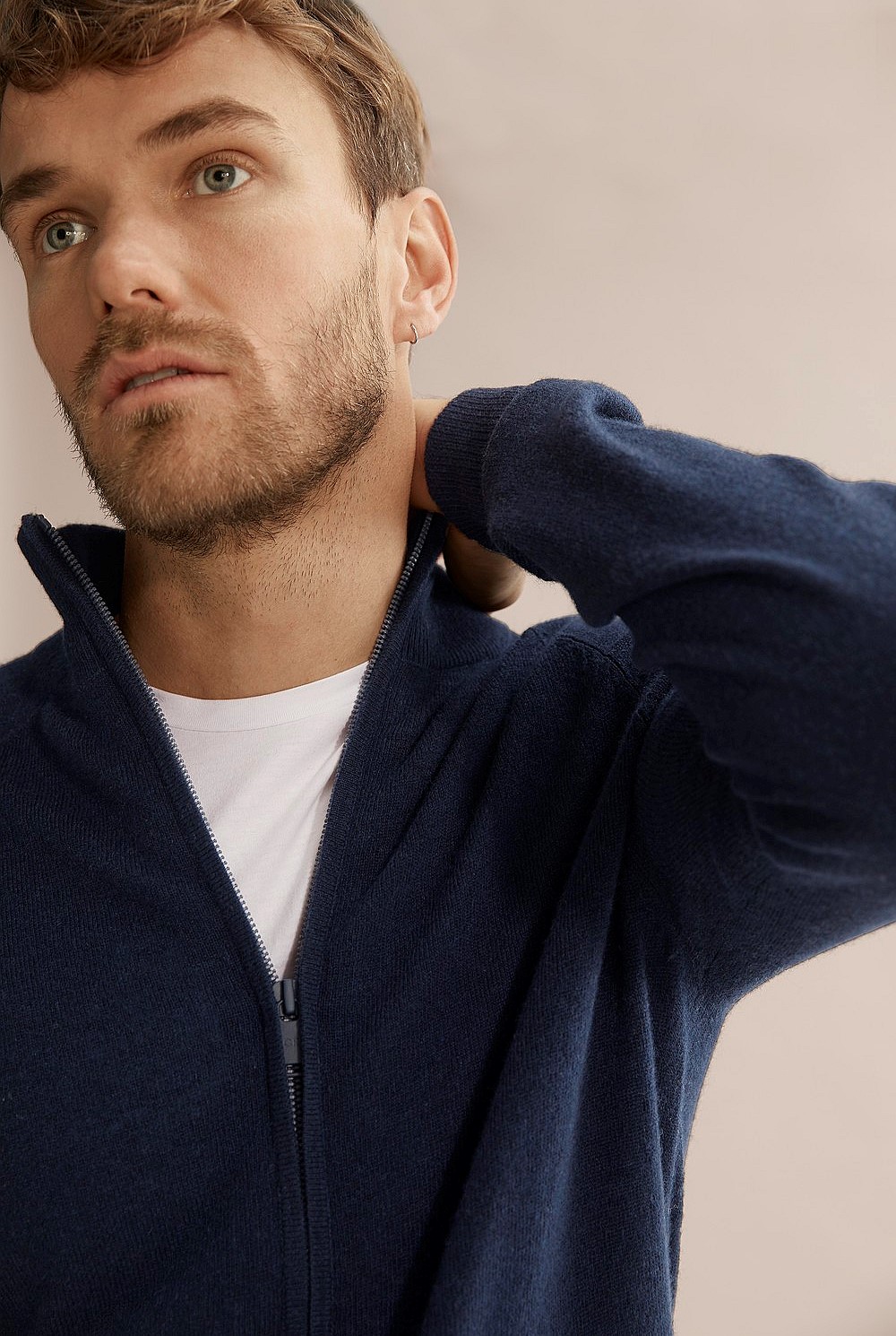 Funnel Neck Zip Through Knit