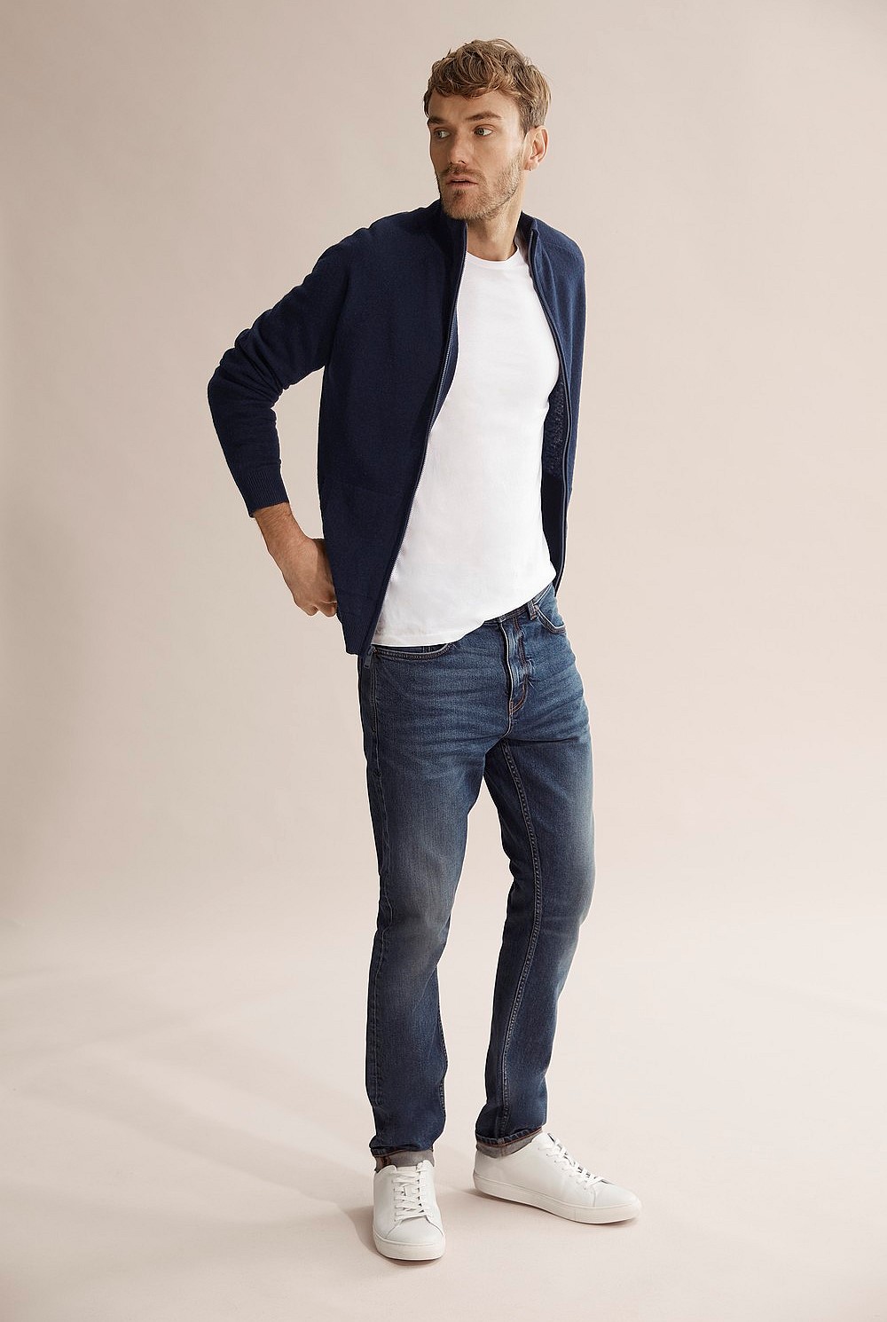 Funnel Neck Zip Through Knit