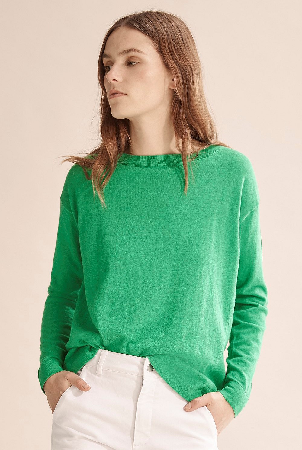 Boat Neck Wool Cotton Sweater