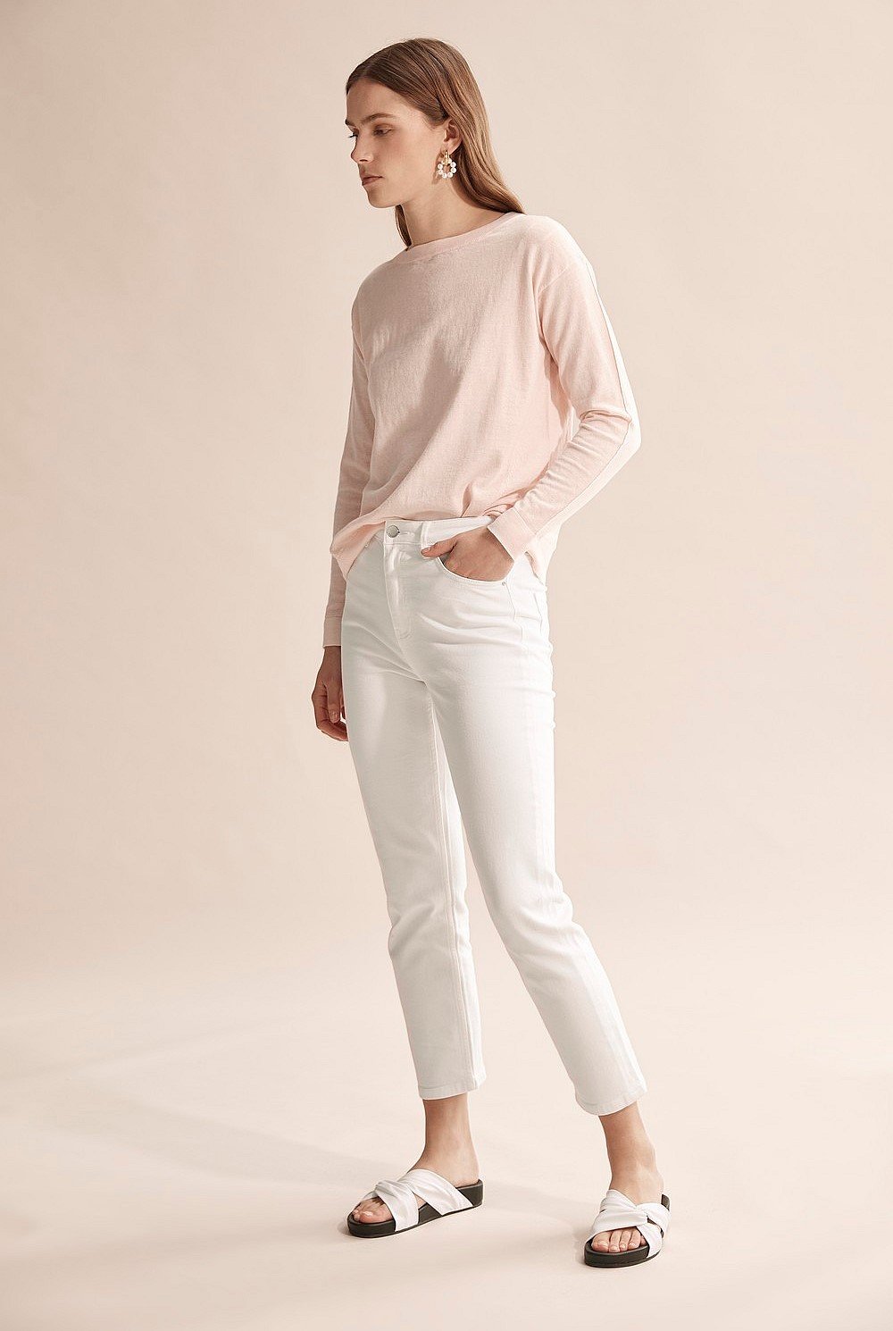 Boat Neck Wool Cotton Sweater