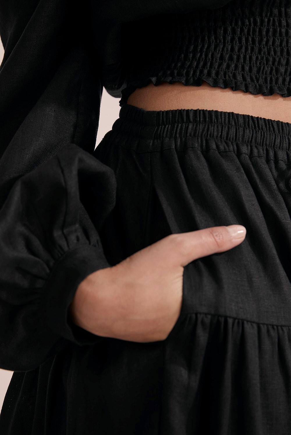 Organically Grown Linen Tiered Maxi Skirt