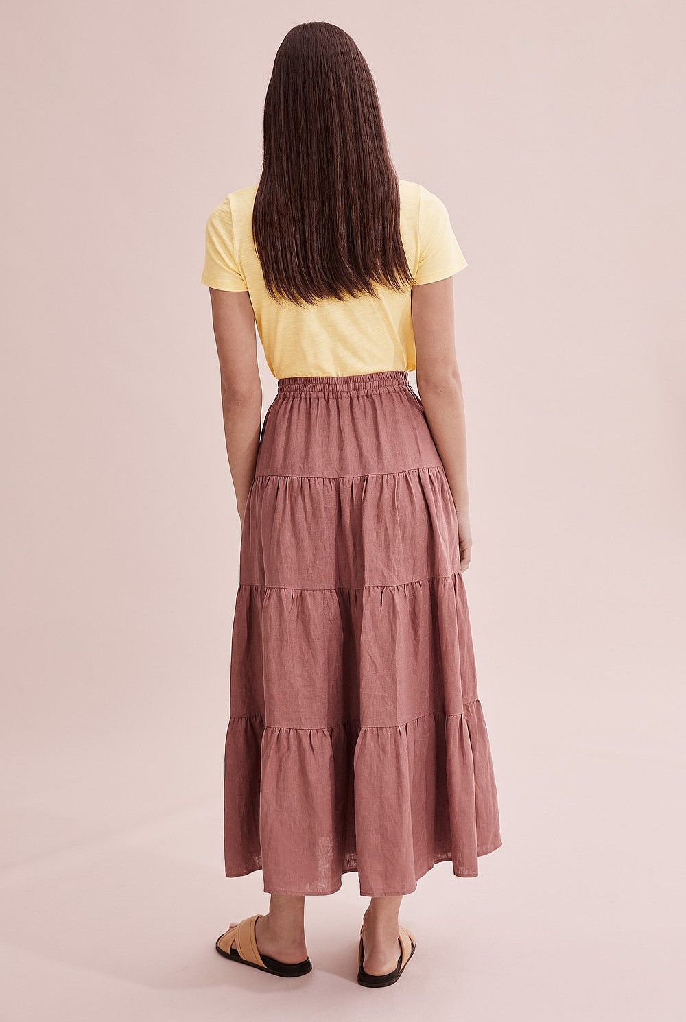 Organically Grown Linen Tiered Maxi Skirt