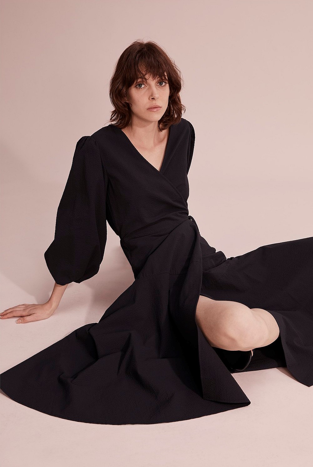 Seersucker Wrap Dress