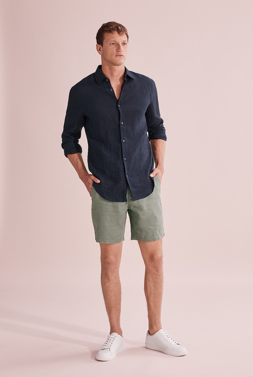 Linen Button Front Short