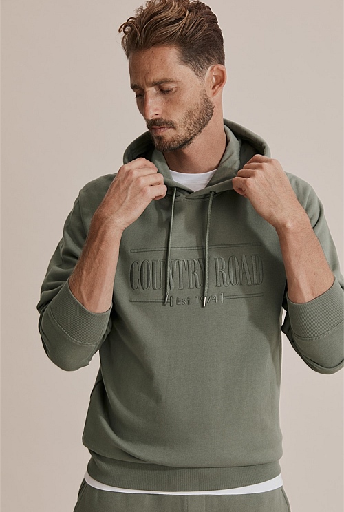 Moss Green Verified Australian Cotton Heritage Hooded Sweat Natural