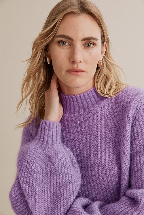 Violet Fluffy Knit Jumper - Knitwear | Country Road