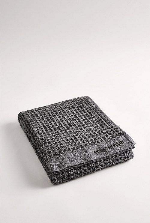 Charcoal Conran Australian Cotton Waffle Bath Towel Towels & Mats Country Road