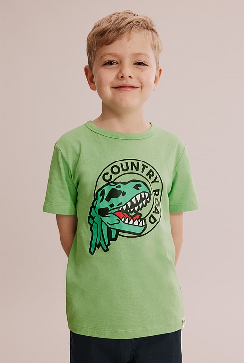 Wasabi Australian Cotton Dinosaur Logo T-Shirt - T-Shirts | Country Road