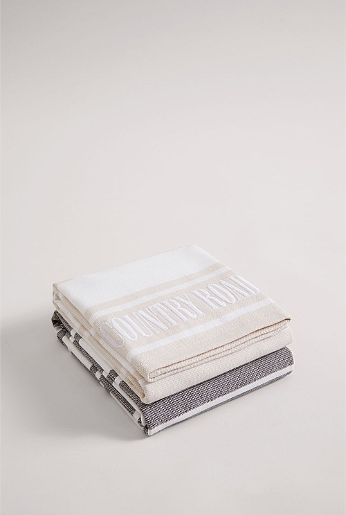 Sand Australian Cotton Sydney Tea Towel Pack of 2 Natural Fibres